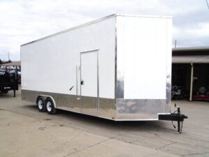 8.5×24 White V-Nose Enclosed Trailer 9ft Interior (2) 5,200lb Axles - Image 2