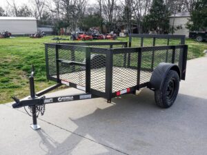 5×8 Powder Coated Dovetail Utility Trailer with 2ft Mesh Sides 3,500lb Axle