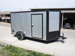 7×12 Enclosed Trailer Silver V-Nose Blackout Package 3,500lb Axle Storage - Image 2