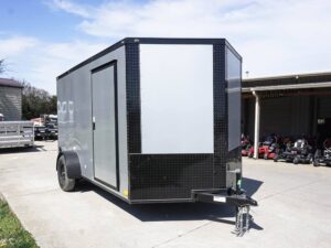 7×12 Enclosed Trailer Silver V-Nose Blackout Package 3,500lb Axle Storage - Image 9