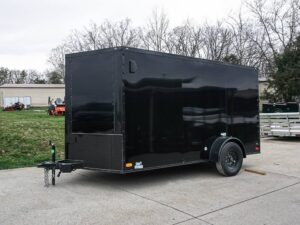 7×12 Enclosed Trailer Black V-Nose Blackout Package 3,500lb Axle Storage