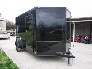 7×12 Enclosed Trailer Black V-Nose Blackout Package 3,500lb Axle Storage - Image 3