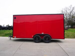 7×16 Enclosed Trailer Red V-Nose Blackout Pkg Tandem Axle Storage - Image 6