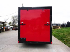 7×16 Enclosed Trailer Red V-Nose Blackout Pkg Tandem Axle Storage - Image 2