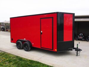 7×16 Enclosed Trailer Red V-Nose Blackout Pkg Tandem Axle Storage - Image 5