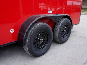 7×16 Enclosed Trailer Red V-Nose Blackout Pkg Tandem Axle Storage - Image 11
