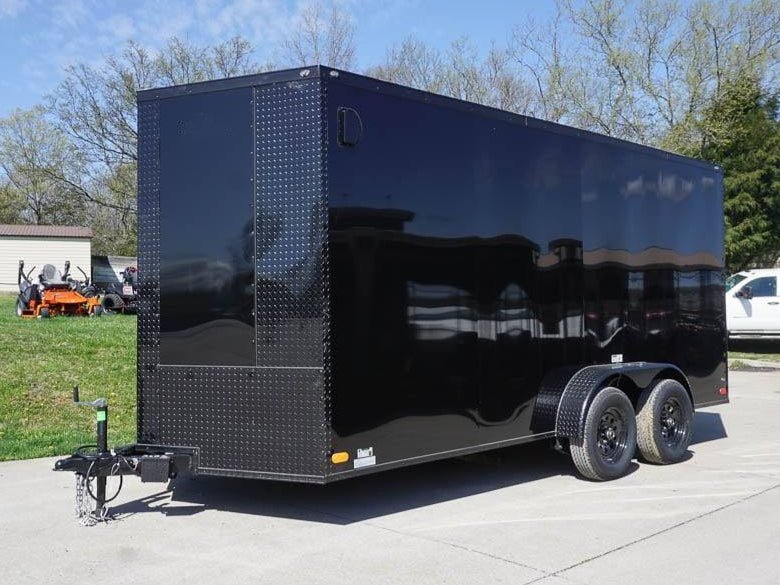 7×16 Enclosed Trailer Black V-Nose Blackout Pkg Tandem Axle Storage 7×16 Enclosed Trailer Black V-Nose Blackout Pkg Tandem Axle Storage - Image 1