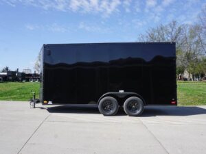 7×16 Enclosed Trailer Black V-Nose Blackout Pkg Tandem Axle Storage - Image 5