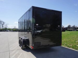 7×16 Enclosed Trailer Black V-Nose Blackout Pkg Tandem Axle Storage - Image 4