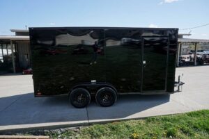 7×16 Enclosed Trailer Black V-Nose Blackout Pkg Tandem Axle Storage - Image 6