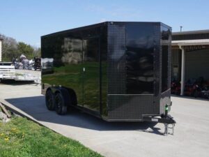 7×16 Enclosed Trailer Black V-Nose Blackout Pkg Tandem Axle Storage - Image 3