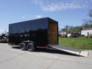 7×16 Enclosed Trailer Black V-Nose Blackout Pkg Tandem Axle Storage - Image 7
