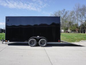 7×16 Enclosed Trailer Black V-Nose Blackout Pkg Tandem Axle Storage - Image 12