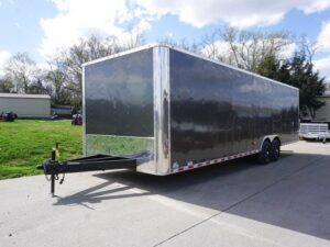 8.5×28 Custom Charcoal Flat Nose Enclosed Trailer (2) 5200 Axles Storage - Image 3