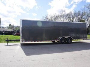 8.5×28 Custom Charcoal Flat Nose Enclosed Trailer (2) 5200 Axles Storage - Image 4