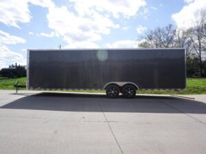 8.5×28 Custom Charcoal Flat Nose Enclosed Trailer (2) 5200 Axles Storage - Image 5