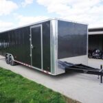 8.5×28 Custom Charcoal Flat Nose Enclosed Trailer (2) 5200 Axles Storage