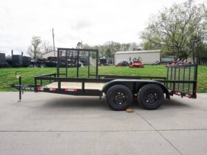 6.4×14 Dovetail Utility Trailer Tandem (2) 3,500lb Axles with Side Gate - Image 3