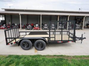 6.4×14 Dovetail Utility Trailer Tandem (2) 3,500lb Axles with Side Gate