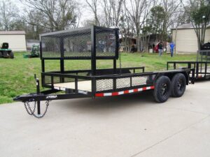 6.4×14 Powder Coated Dovetail Utility Trailer with Elevated Basket (2) 3500lb Axles