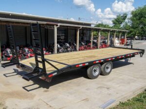 8.5×20 Deckover I-Beam Trailer (2) 5,200lb Axles Stand-Up Ramps 10k GVWR