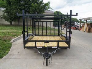 7×12 Straight Deck Utility Trailer (2) 3500lb Axle with 4ft Ladder Racks - Image 2