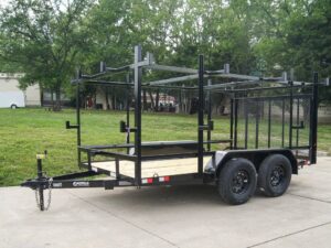 7×12 Straight Deck Utility Trailer (2) 3500lb Axle with 4ft Ladder Racks - Image 3