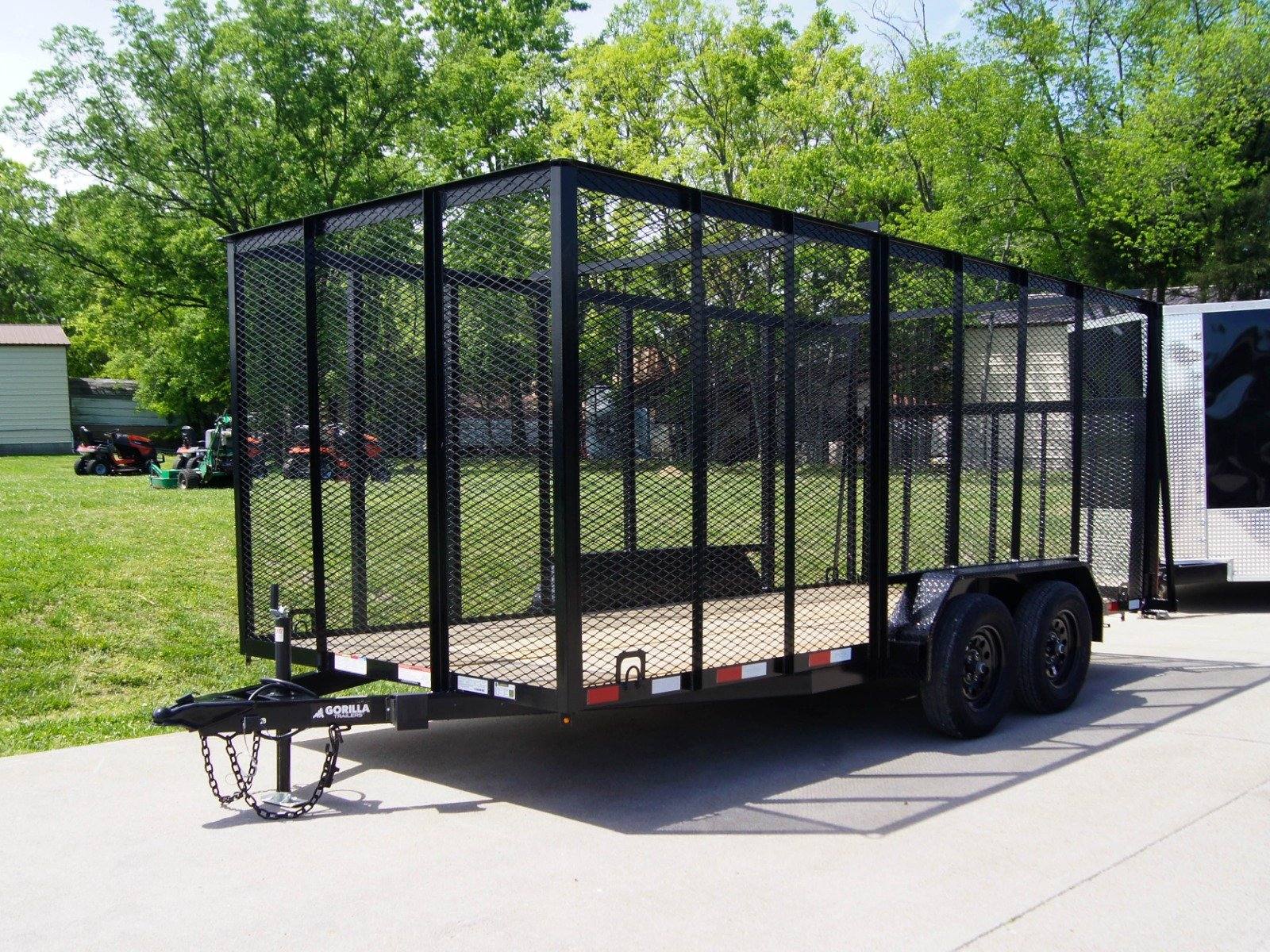 7×16 Powder Coated Straight Deck Utility Trailer with 6ft Mesh Sides (2) 3500lb Axles 7×16 Powder Coated Straight Deck Utility Trailer with 6ft Mesh Sides (2) 3500lb Axles - Image 1