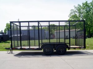 7×16 Powder Coated Straight Deck Utility Trailer with 6ft Mesh Sides (2) 3500lb Axles - Image 3