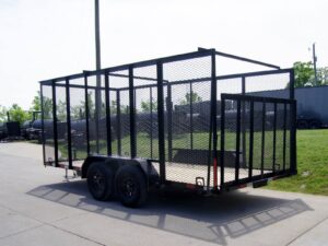7×16 Powder Coated Straight Deck Utility Trailer with 6ft Mesh Sides (2) 3500lb Axles - Image 4