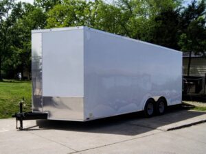 8.5×20 White V-Nose Enclosed Trailer (2) 3500lb Axles - Image 3