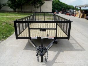 6.4×18 Powder Coated Dovetail Utility Trailer with 2ft Mesh Sides (2) 3500lb Axles - Image 2