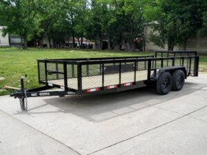 6.4×18 Powder Coated Dovetail Utility Trailer with 2ft Mesh Sides (2) 3500lb Axles - Image 3