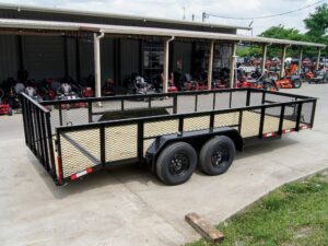 6.4×18 Powder Coated Dovetail Utility Trailer with 2ft Mesh Sides (2) 3500lb Axles - Image 7