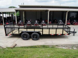 6.4×18 Powder Coated Dovetail Utility Trailer with 2ft Mesh Sides (2) 3500lb Axles - Image 8