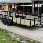 6.4×18 Powder Coated Dovetail Utility Trailer with 2ft Mesh Sides (2) 3500lb Axles