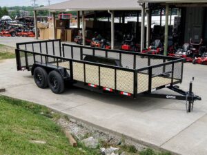 6.4×18 Powder Coated Dovetail Utility Trailer with 2ft Mesh Sides (2) 3500lb Axles