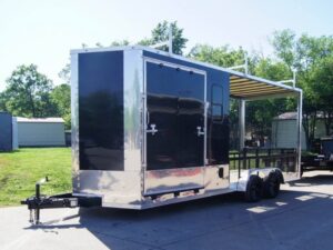7×20 Black Enclosed Hybrid Trailer with 48” Side Ramp