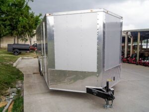 8.5×20 Silver Enclosed Trailer V-Nose (2) 5,200lb Axles Storage
