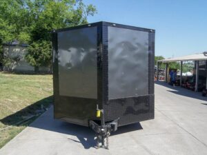8.5×24 Charcoal Grey V-Nose Enclosed Trailer with Blackout Package Storage - Image 2