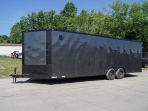 8.5×24 Charcoal Grey V-Nose Enclosed Trailer with Blackout Package Storage - Image 3