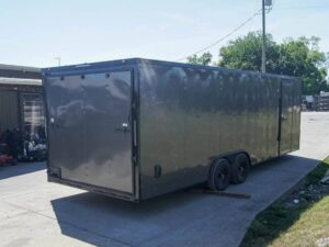 8.5×24 Charcoal Grey V-Nose Enclosed Trailer with Blackout Package Storage - Image 8