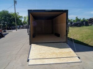 8.5×24 Charcoal Grey V-Nose Enclosed Trailer with Blackout Package Storage - Image 11