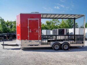 Red Enclosed Utility Hybrid Trailer 7’x20′ – Lawn Mower Equipment Hauler - Image 8