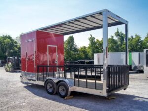 Red Enclosed Utility Hybrid Trailer 7’x20′ – Lawn Mower Equipment Hauler - Image 9