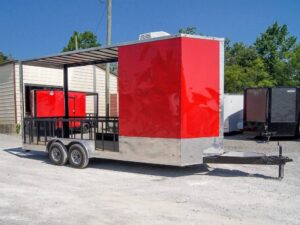 Red Enclosed Utility Hybrid Trailer 7’x20′ – Lawn Mower Equipment Hauler - Image 5
