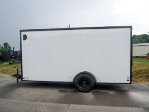 7×14 Enclosed Trailer White V-Nose Blackout Package 3,500lb Axle Storage - Image 4