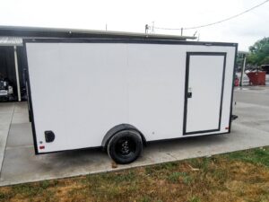 7×14 Enclosed Trailer White V-Nose Blackout Package 3,500lb Axle Storage - Image 5