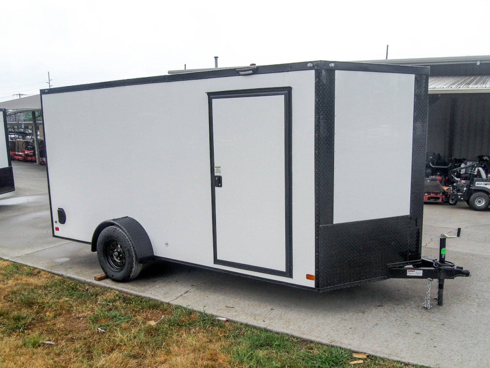7×14 Enclosed Trailer White V-Nose Blackout Package 3,500lb Axle Storage 7×14 Enclosed Trailer White V-Nose Blackout Package 3,500lb Axle Storage - Image 1