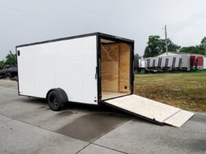 7×14 Enclosed Trailer White V-Nose Blackout Package 3,500lb Axle Storage - Image 12